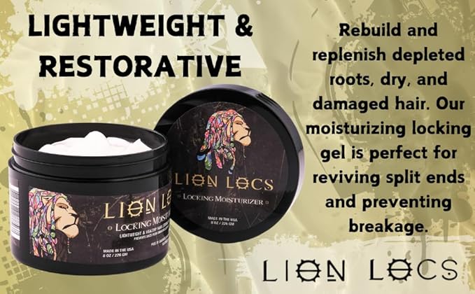 Lion Locs Hair Locking Dreads Moisturizer for Dreadlocks, Locks, Microlocs, Interlocks, Braids, Fauxlocs, Sisterlocks | - Large Container Residue and Build-Up Free (8oz) (Regular)