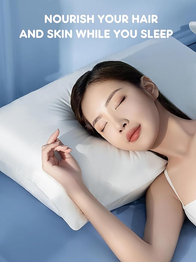 Mulberry Silk Pillowcase for Hair and Skin, SGMSILK 22 Momme Natural Silk Pillow Cases with Zipper, 6A Soft and Smooth Single Sided Pure Silk Pillow Cover (White, Standard 20"x26")