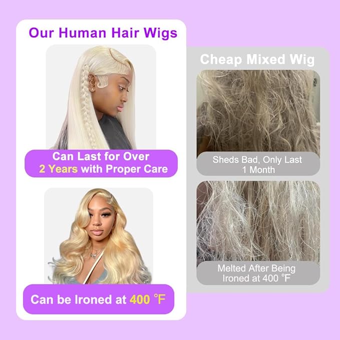 613 30 Inch Lace Front Wigs Human Hair Blonde 13x6 HD Lace Straight Wigs Human Hair for Black Women 180% Density 613 Frontal Wigs Human Hair Pre Plucked with Baby Hair