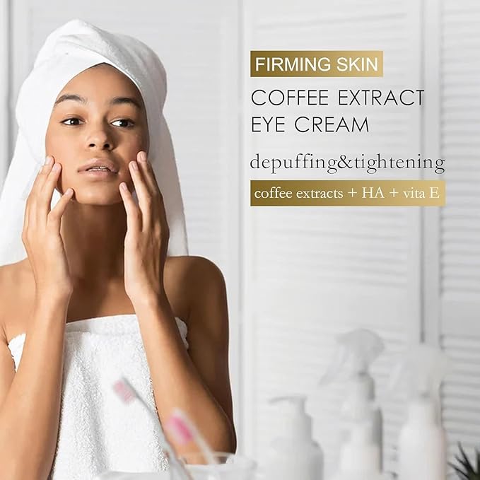 Caffeine Eye Cream, Caffeine Eye Cream, Caffeine Anti-Wrinkle Overnight Eye Cream, Firms and Reduces Eye Bags, Wrinkles, Dark Circles, and Fine Lines (2PCS)