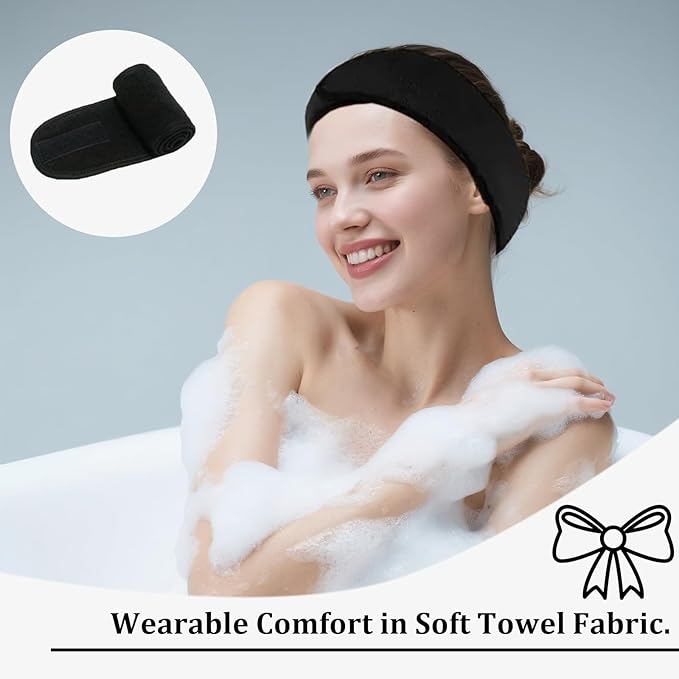 4 Pack Adjustable Makeup Headbands – Non-Slip Spa & Facial Hair Wrap, Washable Headband for Shower, Yoga, Gym, Salon & Home Use (Fits All),HZFD-BA