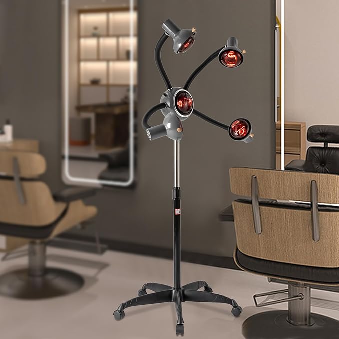5 Head Salon Hair Steamer, Professional Infrared Light Heat Therapy Red Lamp Salon Hair Steamer Hair Dryer Dyeing Perming Color Processor for Perms Oil Baking Styling Head Care