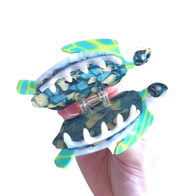 Cute Small Green Turtle Hair Clips,Novelty Acetate Ocean Turtle Claw Clip
