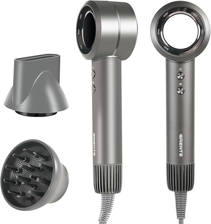 Hair Dryer with Diffuser,110000 RPM Blow Dryer with Magnetic Diffuser & Concentrator,4 Heat Settings & 3 Speed, Lightweight Ionic Hair Dryer for Women and Men