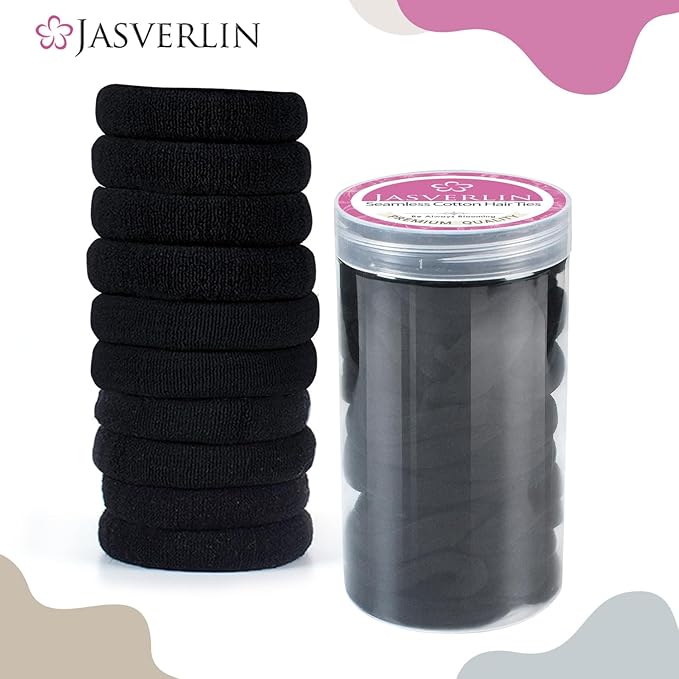 100 pcs Hair Ties Black Ponytail Holders, Soft Elastics Small No Damage Hair Bands for Women Girls Thick Thin Hair Styling Accessories Seamless No Pull 1.5 inch
