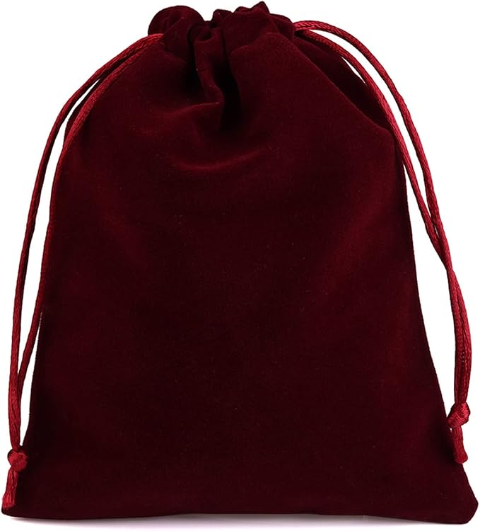 Aestivate 8 Pack Large Velvet Drawstring Pouch, Velvet Bag 8×10 Inch Storage Bag Cosmetics Pouches Dust Bag 8 Pieces(Dark Red)