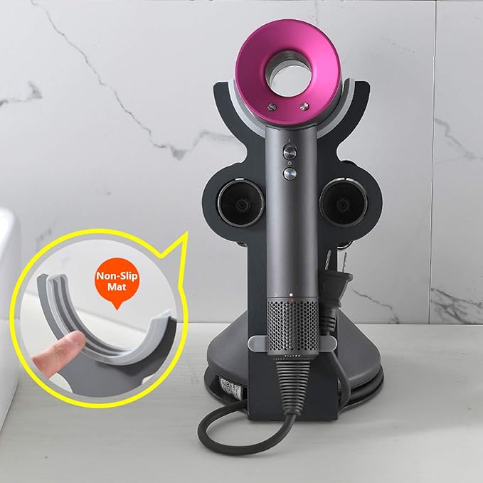 I'smartmoon Hair Dryer Stand Holder for Dyson Supersonic, Aluminum Alloy Bracket Power Plug Holder, Bathroom Organizer for Dyson Supersonic hairdryer Care Tools (Gray)
