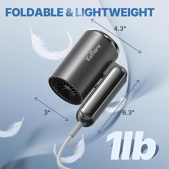 Hair Dryer 1800W Ionic Fast-Drying with Diffuser & Concentrator Nozzle for Curly Hair, Mini Blow Dryer with Compact Design, Foldable, Lightweight, Portable for Home & Travel