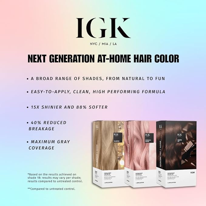 IGK Permanent Hair Color Kit | 5G Hot Chestnut - Warm Golden Brown | 100% Gray Color Coverage + Strengthen + Shine | Ammonia Free
