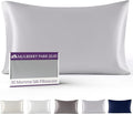 Mulberry Park 30 Momme Silk Pillowcase - Pure Silk Pillowcase for Hair and Skin, Grade 6A Charmeuse Weave Mulberry Real Silk Pillowcase for Luxury Night Sleep - 1 Pc Silver (Standard 20'' x 26'')