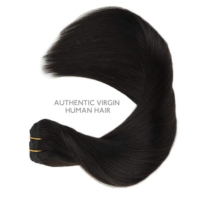 WENNALIFE Clip in Hair Extensions, 150g 20 Inch 9pcs Natural Black Human Hair Extensions Thicker Clip in Hair Extensions Real Human Hair Clip Set Double Weft