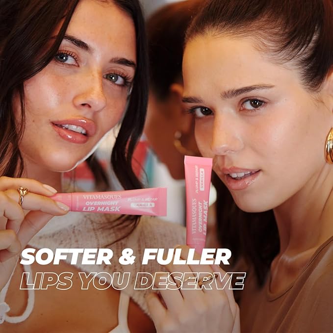 Vitamasques Overnight Lip Mask - Hydrating Vanilla Lip Balm Moisturizer with Vitamins & Natural Oil Hydrates, Nourishes & Plumps Lips Area - Korean Skin Care Lip Care Products (Pack of 3)