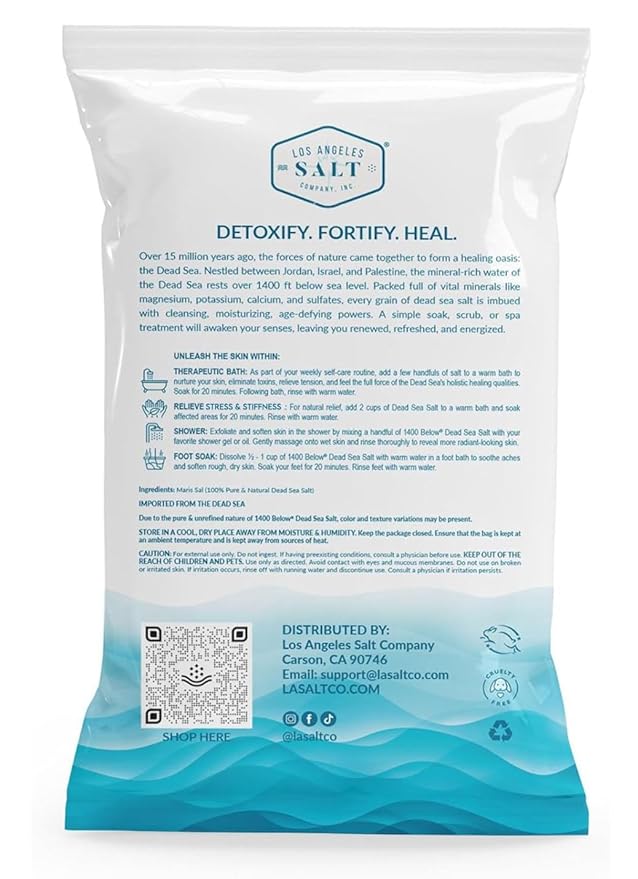 LA Salt Co.'s 100% Pure and Natural Dead Sea Salt Bulk 55 lb bag, Fine Grain