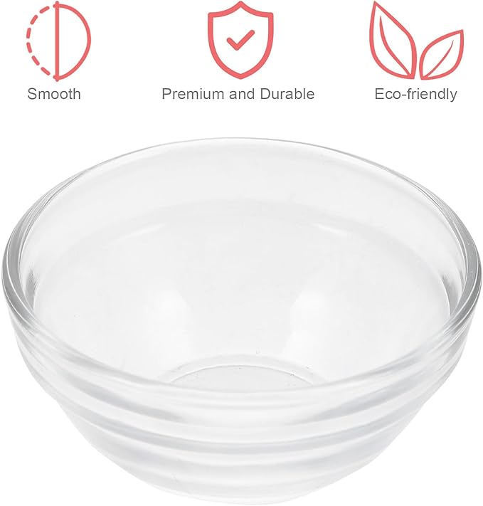 FRCOLOR Facial Mixing Bowls 5Pcs Clear Glass Spa Bowls for Facials with Stick Cosmetic Mask Beauty Supply Tool for Diy Face Mask and Hair Care