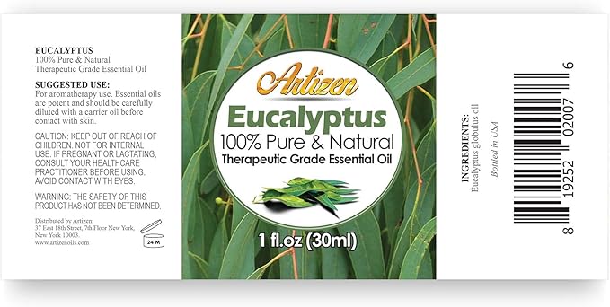 Artizen Eucalyptus Essential Oil - 30ml (100% Pure & Natural - Undiluted) - 1 Fluid Ounce - Therapeutic Grade - Aromatherapy & Sauna