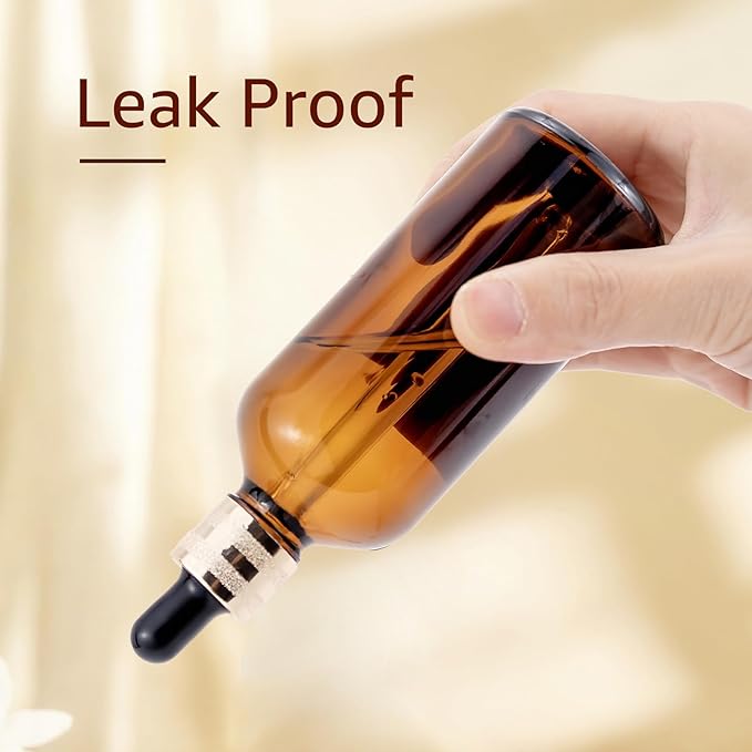 10 Pack 100ml Amber Glass Dropper Bottles with Droppers, Funnels & Labels for Essential Oils, 3.38oz Eye Dropper Bottles with Golden Caps, Brown Empty Glass Tincture Vials for Travel