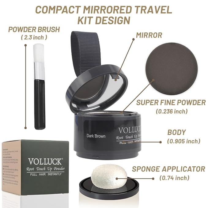 VOLLUCK Root Touch up Powder, Instant Hairline Powder for Thinning Areas and Gray Hair Coverage, Natural and Non-greasy Root Cover up for Women and Men (Purple, 0.14 Ounce)