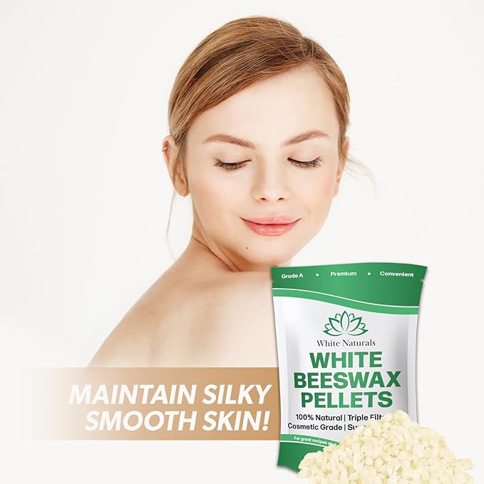 Bulk White Beeswax Pellets 5lb, Pure, Natural, Cosmetic Grade, Organic, Bees Wax Pastilles, Triple Filtered, Great For Candle Making, Soap, Food Wrap, DIY Projects Lip Balms, Lotions, and More!