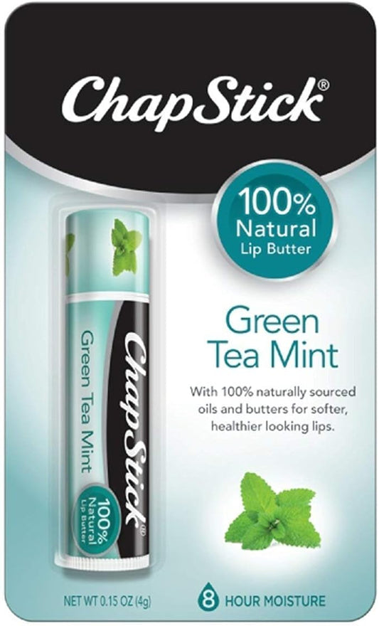 ChapStick 100% Natural Lip Butter, Green Tea Mint, 0.15 oz (Pack of 12)