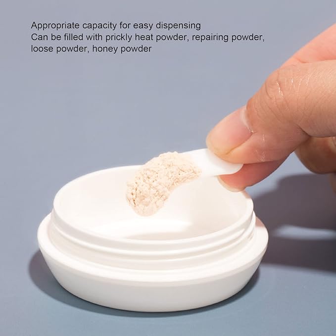 Dioche Loose Powder Container with Puff Sifter Lids, Plastic Refillable Empty Loose Powder Puff Case Face Powder Blusher Makeup Cosmetic Jars Containers for Travel Daily Use