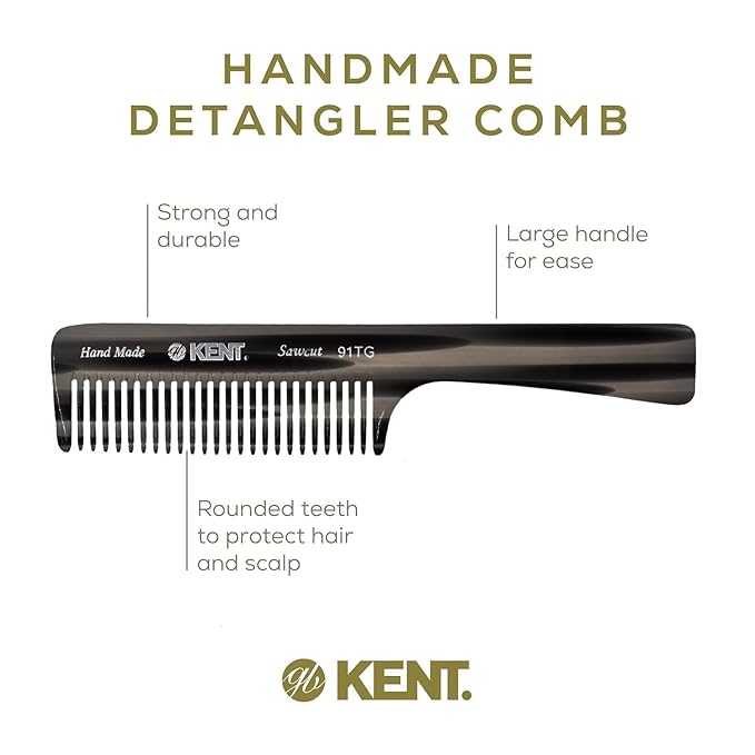 Kent 91TG Detangler Combs for Women Wide Tooth Hair Comb for Curly and Wavy Hair - Wet Hair Comb, Large Handle Wide Tooth Shower Comb for Hair for Effective Detangling Kent Comb