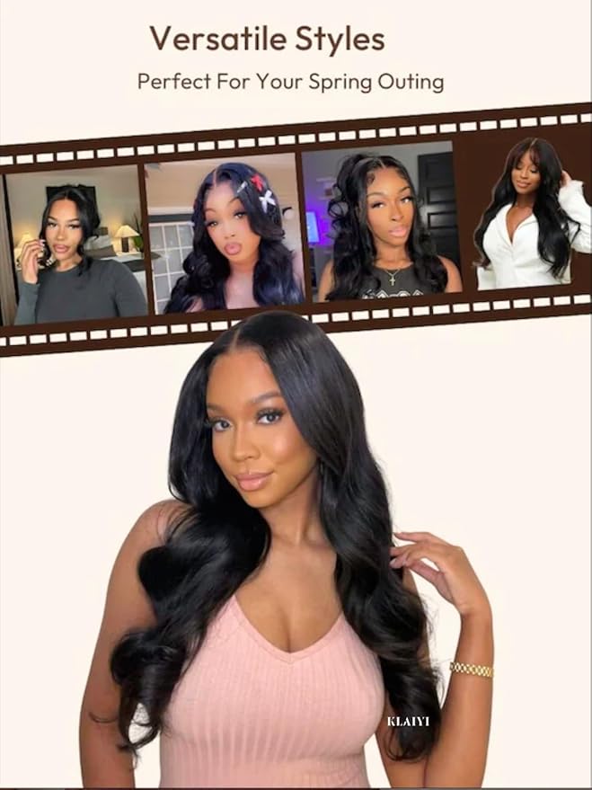 KLAIYI Wear And Go Glueless Wig Bye Bye Knots 13x4Precut Lace Front Wigs Human Hair Loose Body Wave Wig Pre Bleached Pre Everything Pre Plucked with Baby Hair 3S Ready to Wear Beginner Friendly 22Inch