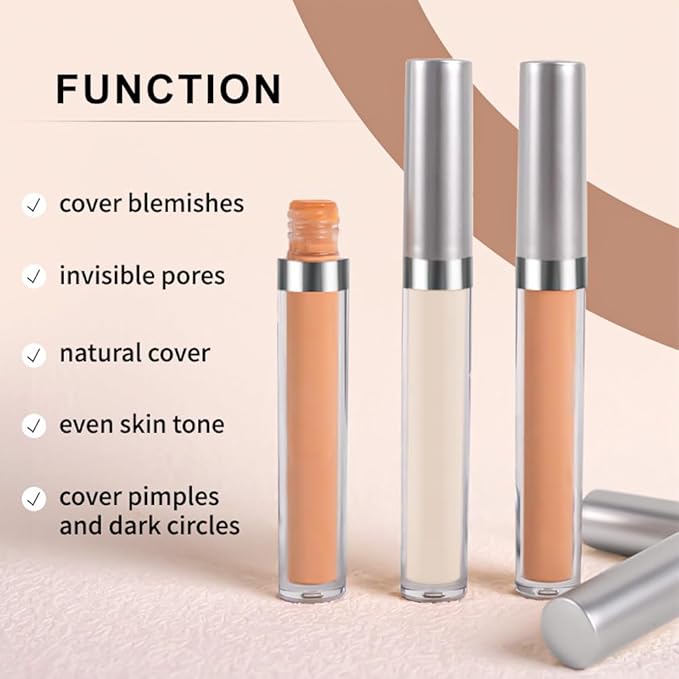 Kaely 2Pcs Hydrating Concealer Wand,Full Coverage Liquid under Eye Concealer,Long Lasting Waterproof Primer Makeup for Dark Circles and Puffiness Trouble Spots Redness,Eye Ring corrector de ojeras 01