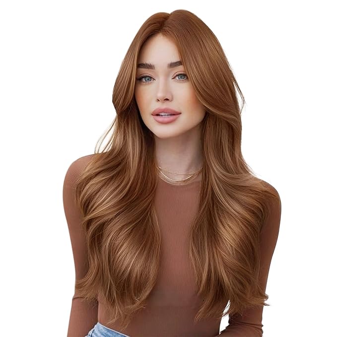 Moresoo Copper Brown Hair Extensions Clip ins Long Real Human Hair Clip in Hair Extensions Copper Brown for Women Remy Double Weft 120g/7pcs 20inch Straight Can Be Curled