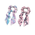 Star Hair Ties for Women Bow Purple Pink Satin Hair Ties No Damage Long Hair Fashion Ponytail Holder Soft Knotted Bow Pack of 2
