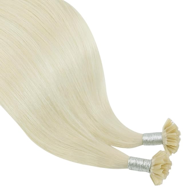 YoungSee Blonde U Tip Hair Extensions Human Hair Hot Fusion K Tips Human Hair Extensions Platinum Blonde Utips Hair Extension Real Hair for Thin Hair Keratin Hair Extension 18In 1G/S 50G