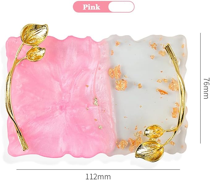 2023 Retro Nail Art Palette, Nail Painting Mixed Color Palette with Leaves Handle, Nail Holder Gel Color Makeup Display Board Pallet (Pink)