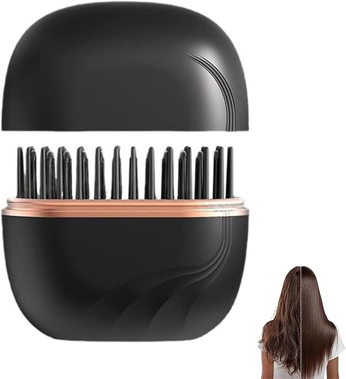 Mini Hair Straighteners, Portable Hair Straighteners Brush, 30s Fast Heating Mini Cordless Straightener with 3 Heat Settings, Rechargeable Hot Comb Heated Hairs Styling Brush, for Home Travel