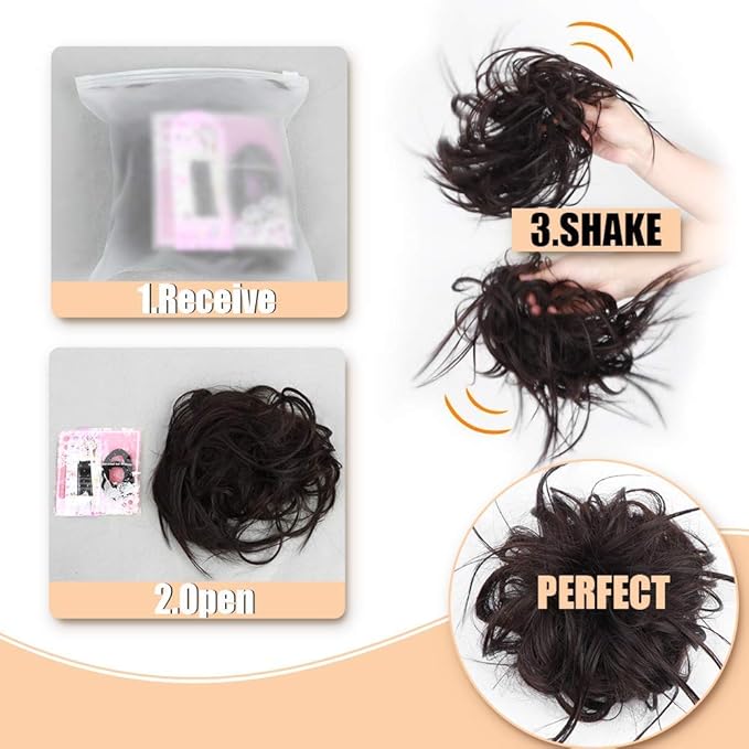 HMD Messy Bun Hair Piece Hair With Elastic Rubber Band Extensions Hairpiece Synthetic Hair Extensions Scrunchies Hairpiece for Women