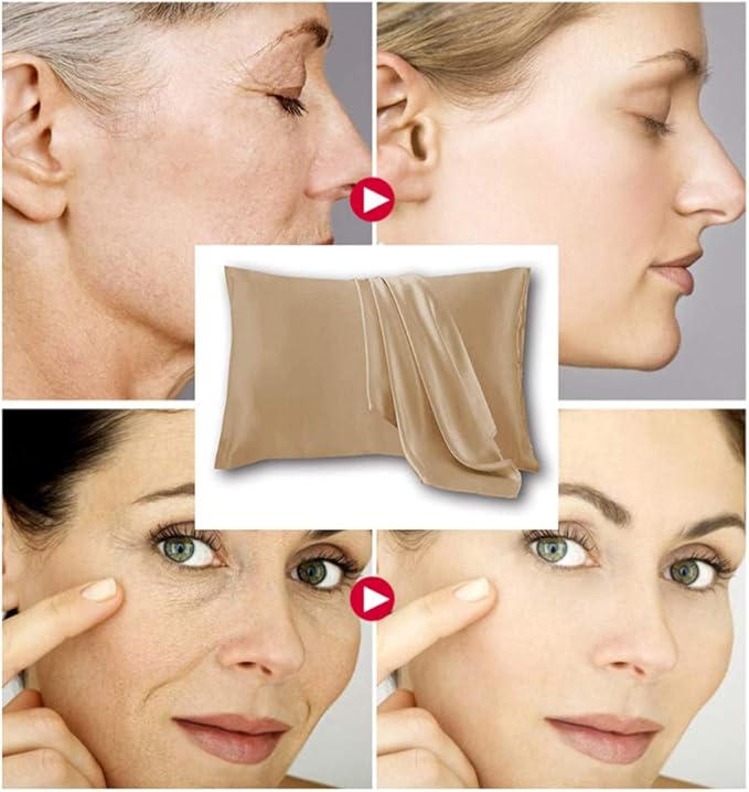 Copper Infused Pillowcase for Fine Lines/Wrinkles Reduction & Hair Smoothing Made of 100% Copper Oxide Fiber,Natural Beauty and Clean Environment,Anti-Aging for Sleeping Acne Prone Skin (1, Golden)