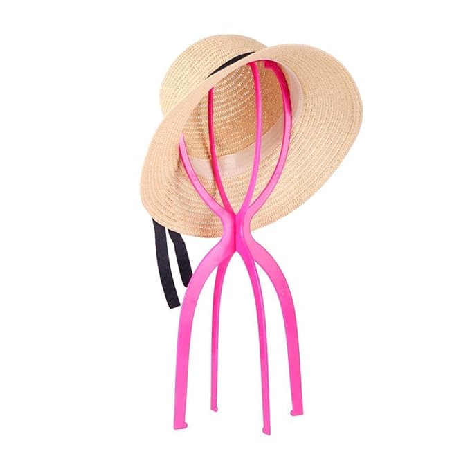 Dreamlover Portable Tall Stands for All Wigs, Collapsible Wig Dryer for Travel, Hot Pink, 2 Packs