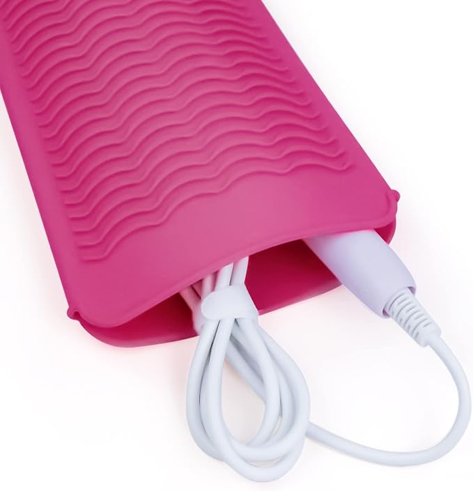 2PCS Silicone Heat Resistant Mat Pouch for Hair Straightener, Curling Iron, Flat Iron and Hot Hair Tools Pink
