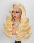 613 13x6 Lace Front Wig Human Hair 180 Density Blonde Wig Human Hair 26 Inch Body Wave 100% Real Human Hair True Length Random Dyeing No Shedding No Synthetics Triple Lifespan 3X