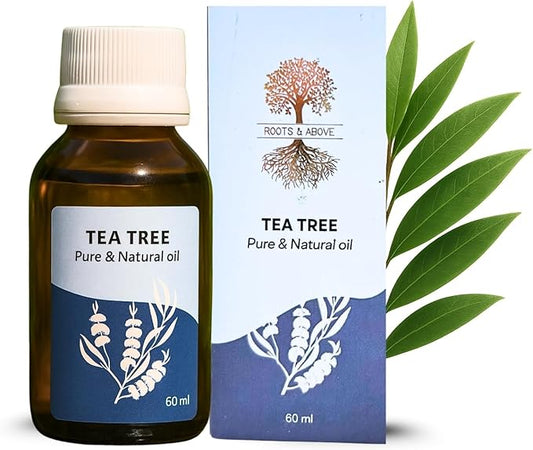 Roots & Above Tea Tree Essential Oil 2.02 Oz/60ml Pure Natural Oils for Skin, Face, Hair, Diffusers, Massage, Soap & Candle Making Scent