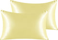 NTBAY 2 Pack Satin Queen Pillowcases for Hair and Skin, Luxurious and Silky Pillow Cases with Envelope Closure, 20x30 Inches, Light Yellow