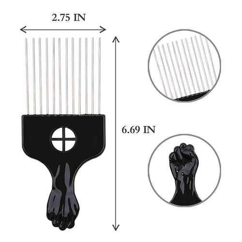 2 Pack Afro Comb and Metal Wig Detangler - Braid Styling Comb for Detangling and Styling Hair, Hair Pick