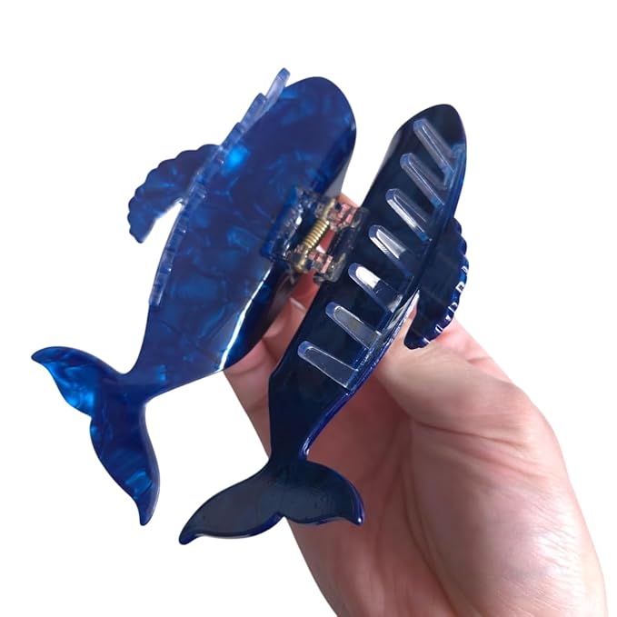 Novelty Blue Whale Hair Clips,Cute Acetate Hair Clip,Big Claw Clips for Women