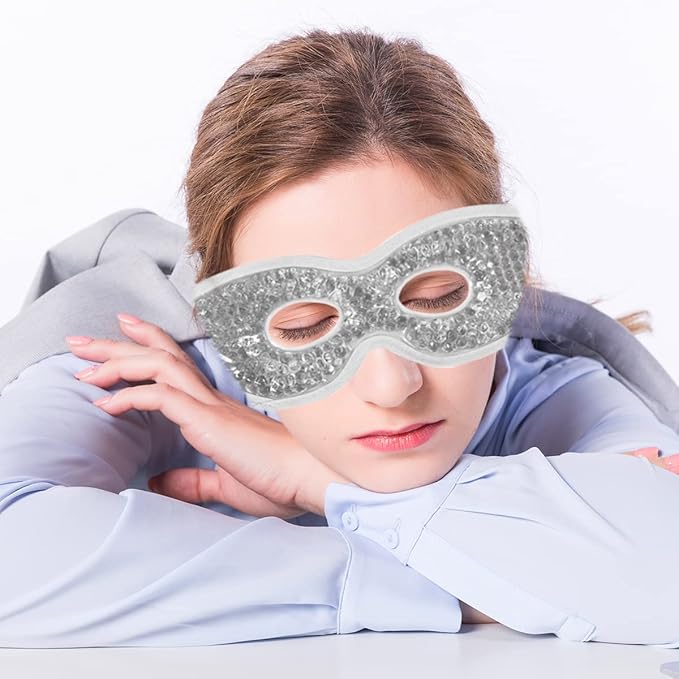 Jakuva 2PCS Cooling Eye Mask Sleeping Mask, Ice Eye Pads & Cold Eye Packs & Heat Cold Compress Pack Eye Spa Pad for Puffy Eyes,Puffiness,Headache,Stress Relief (Gray&Black)