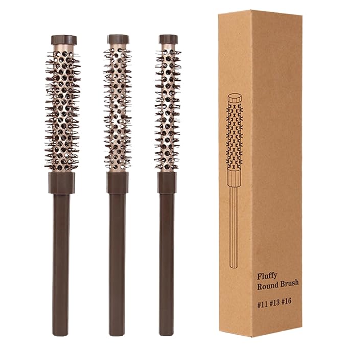 Volume Wand - Round Blow Dry Brush for Hair Styling | Compact Barrel Set with Heat-Resistant Bristles, Lightweight Frame for Bang Shaping, Beard Grooming, Root Lifting and Fringe Curling
