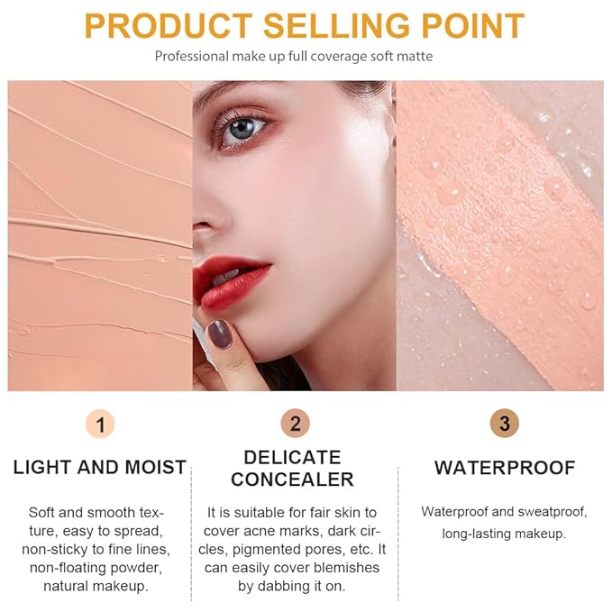 Kaely Pot Concealer Full Coverage Set,under Eye Brightener Concealer for Conceals Dark Circles,Waterproof Foundation Face Makeup Brush Kit,Color Correcting Concealer,Eye Ring corrector de ojeras 03