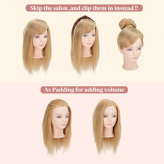 SARLA Straight Side Bangs Extension Clip in Synthetic Hair Pieces for Women Ash Medium Brown/Ash Blonde