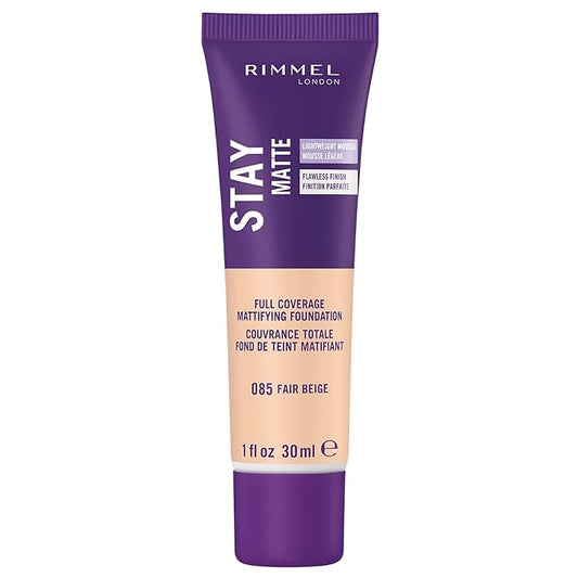 Rimmel London Stay Matte Liquid Mousse - 085 Fair Beige - Foundation, Lightweight, Shine Control, Oil-Free, 1oz