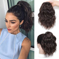 Ponytail Extension-12 Inch Drawstring Ponytail Hair Extensions for Women Synthetic Curly Wavy Fake Pony Tails Hair Pieces for Daily Party Use (Brown)