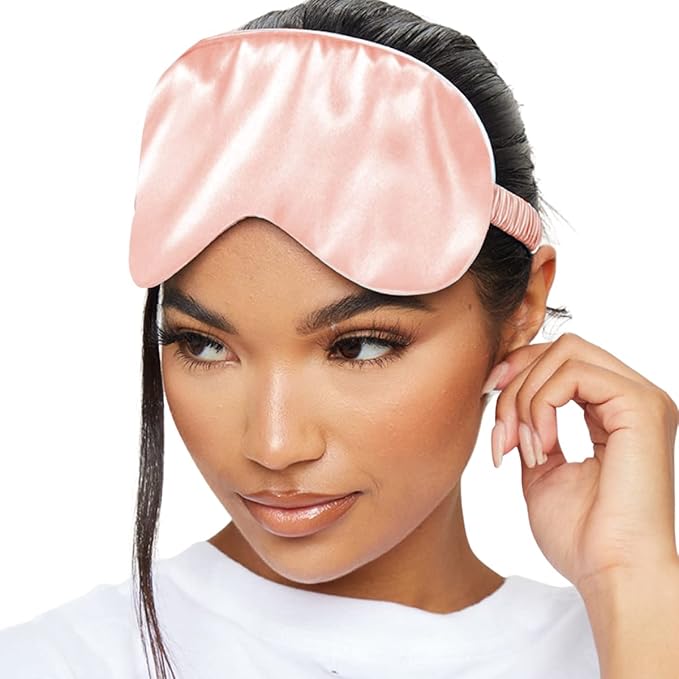 SMUG Satin Sleep Mask & Eye Mask | Travel Sleep Masks for Women & Men | Soft Sleeping Eye Mask to Nourish Skin & Reduce Dark Circles | Eye Sleep Mask Shades to Block Out Light | Pink