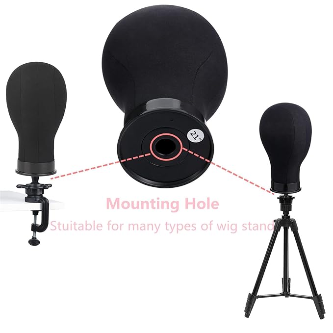 Wig Head 21Inch Canvas Block Head Wig Stand with Mannequin Head for Making Wigs Display Styling