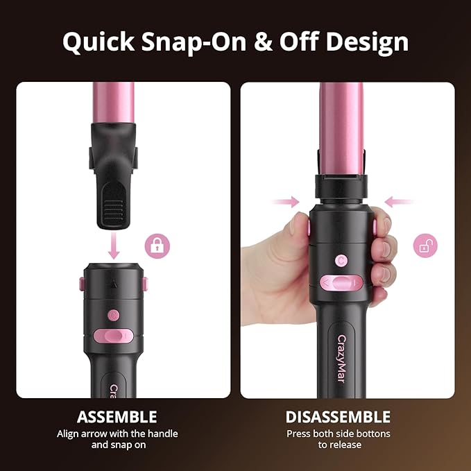 5 in 1 Automatic Rotating Curling Iron Set, CrazyMar Curling Wand Set - 5 Barrels (3/4,1,1/4 Inch) Dual Voltage Curling Wand for Professional Hair Styling, Travel, Ceramic Coating, Women Gifts